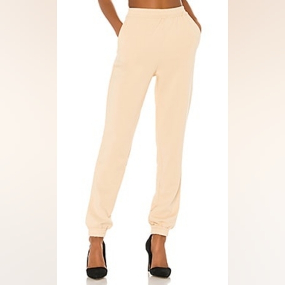 superdown Pants - SUPERDOWN French Terry Joggers, Light Yellow/cream, Size L